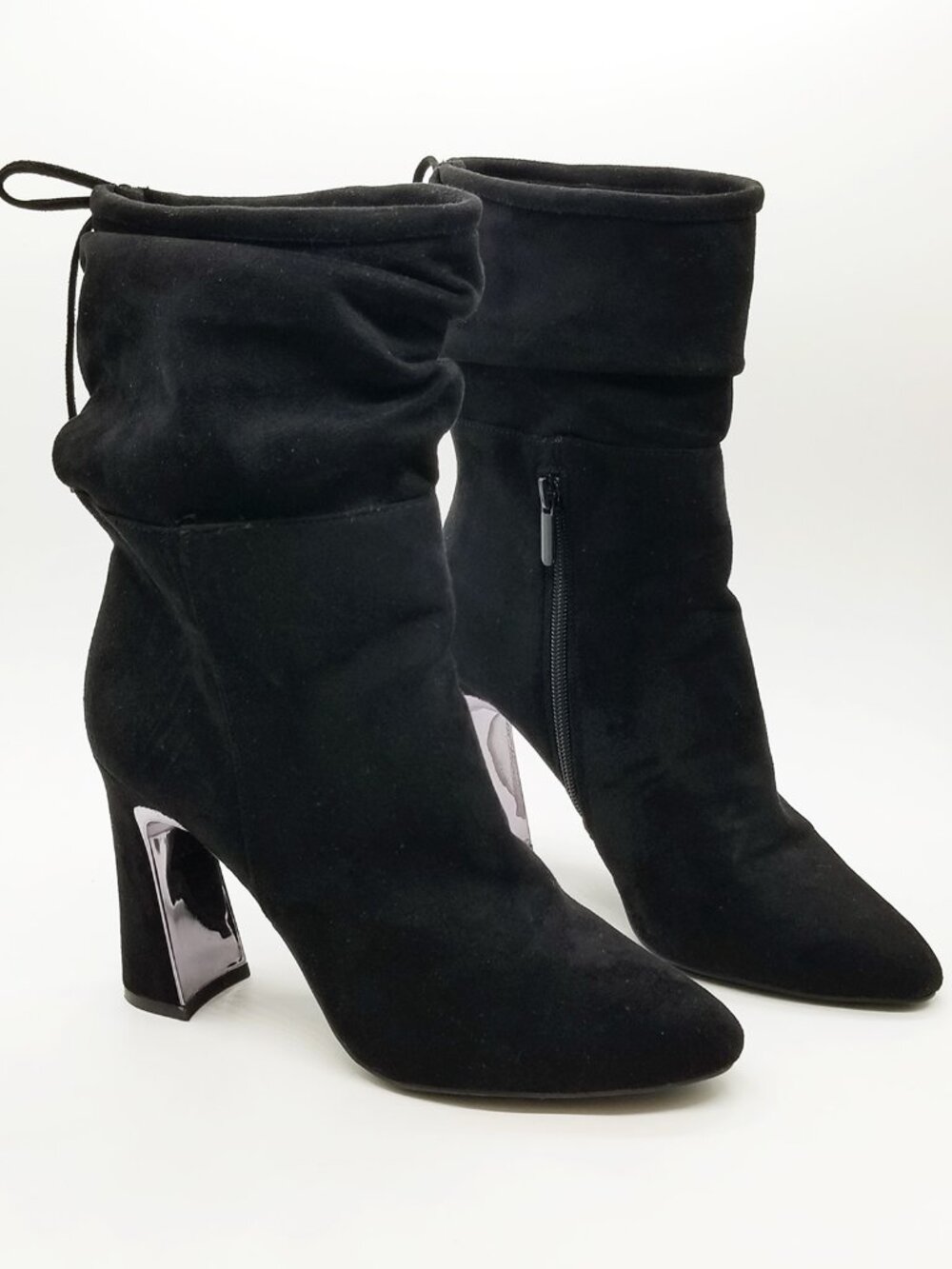 Impo Othella Slouchy Faux Suede Mid Calf Boot Booties Black Block Heel Size 8.5M